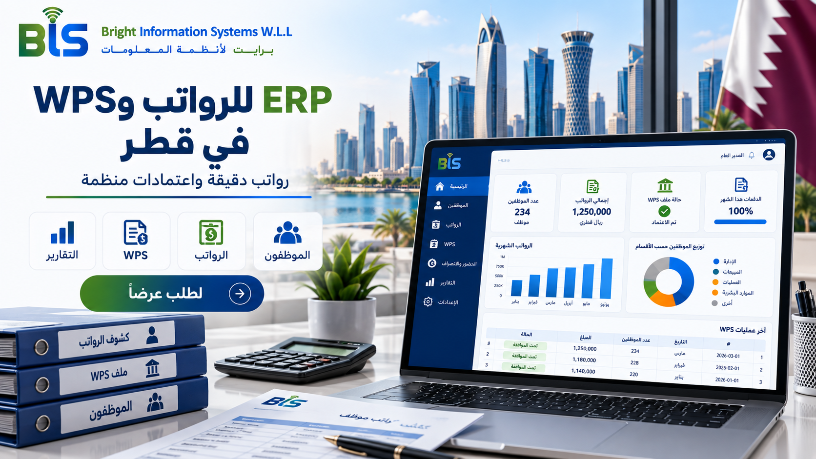 برنامج ERP يدعم نظام حماية الأجور WPS في قطر